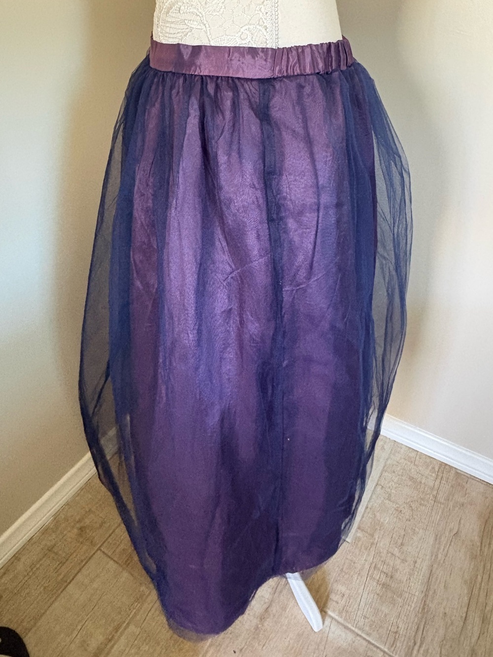 Vintage Mary Michelle Plum Tulle Midi Skirt Fairy Grunge Gothic Ballet USA 16